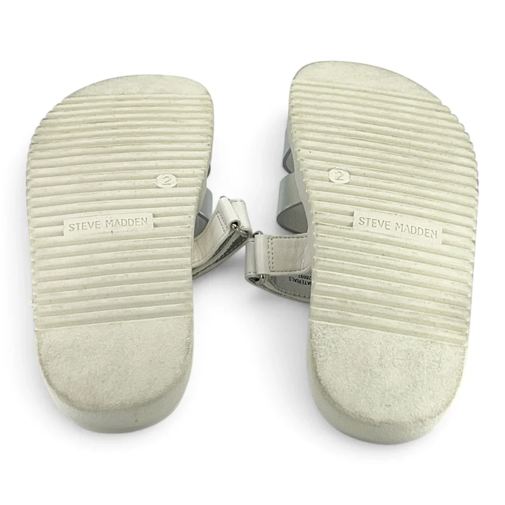 Steve Madden Mayven Girls White Silver Slide Sandals Size 2